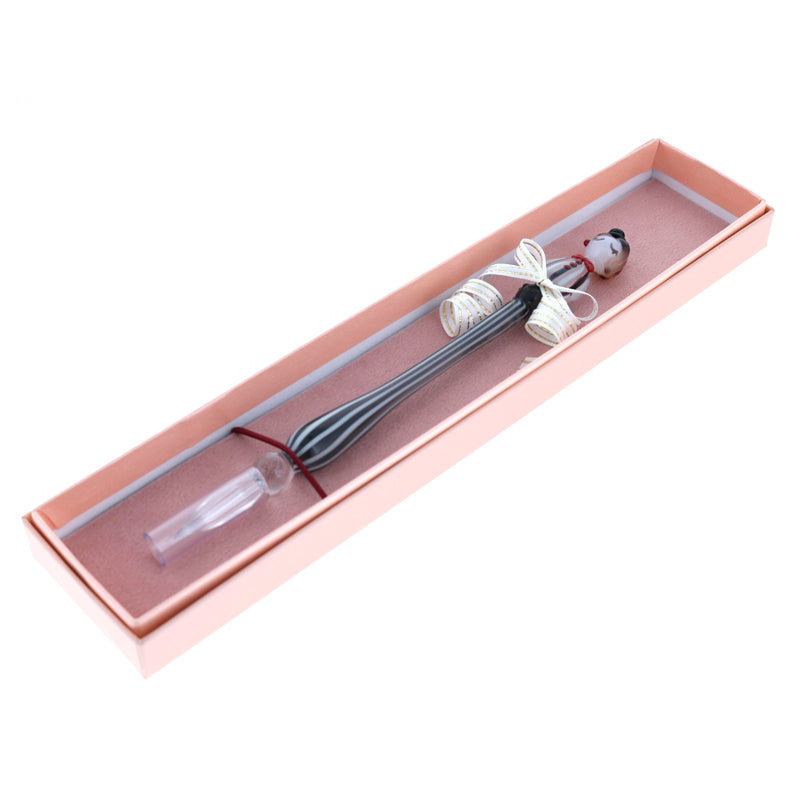 グラスカオリア おしゃLady モガちゃん(ストライプ柄) ガラスペン