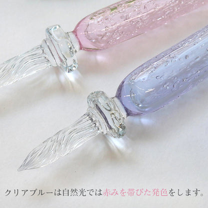 ガラス工房 まつぼっくり　ツブツブ　 クリアブルー　ガラスペン