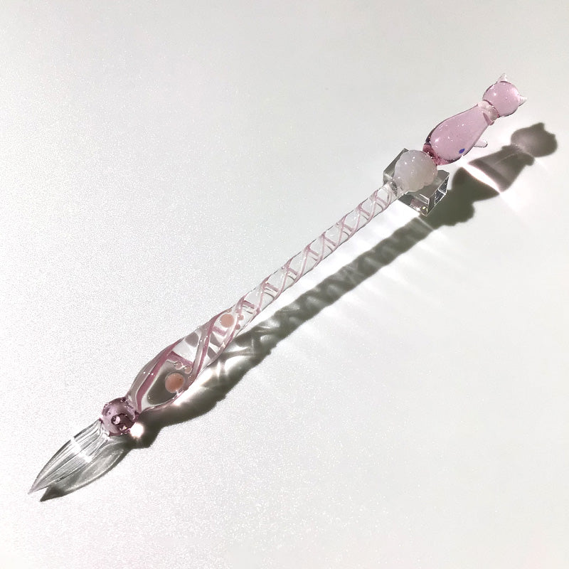 【希少】蓋付き ガラスペン かわいい ピンク