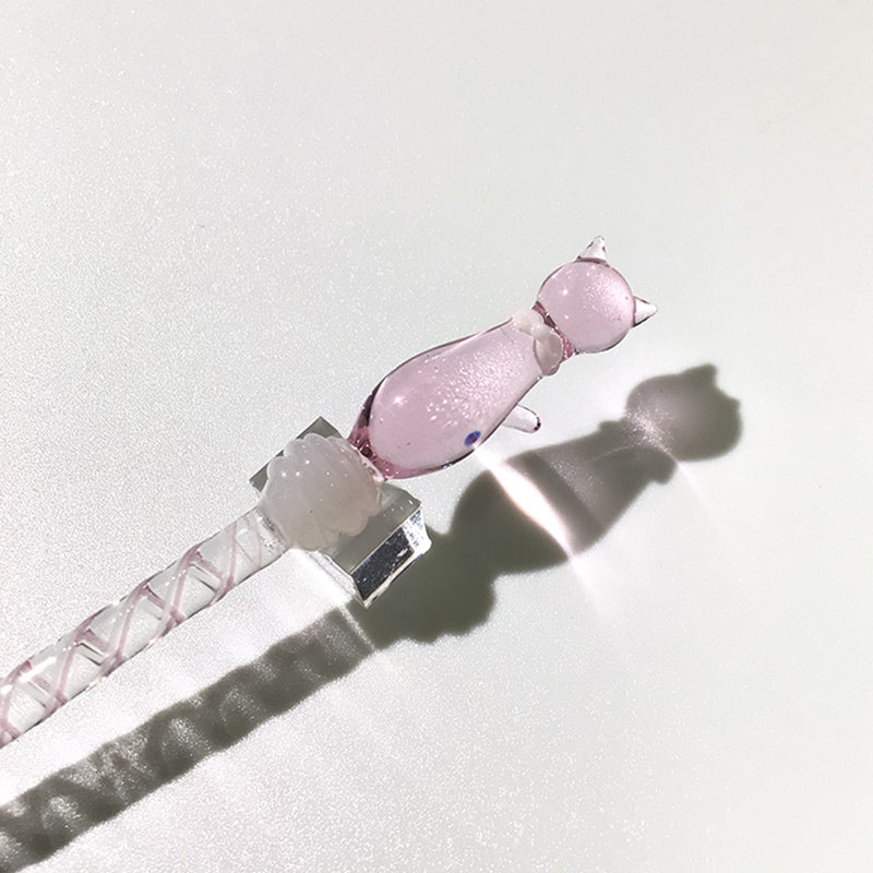 グラスカオリア, glasskaoria, にゃんこペン , ピンク, pink, ガラスペン, cat, glass dip pen