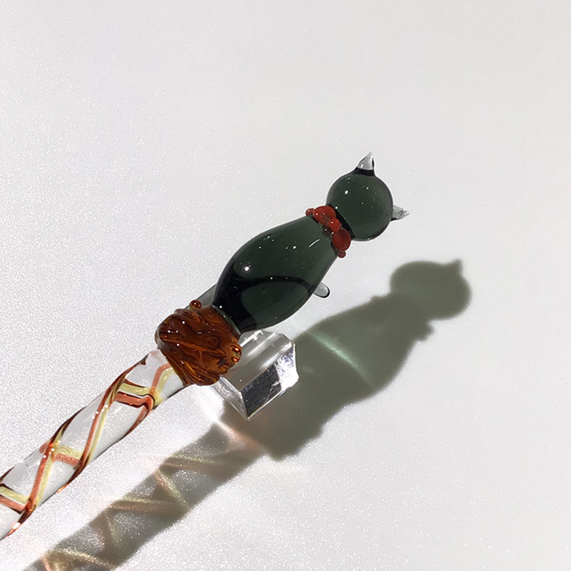 グラスカオリア にゃんこペン ブラック ガラスペン – PellePennaペン