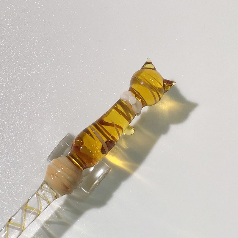 茶トラ猫　ガラスペン グラスカオリア　glasskaoria 専用ケース付き グラスカオリア にゃんこペン 茶トラ ガラスペン – PellePennaペンショップ